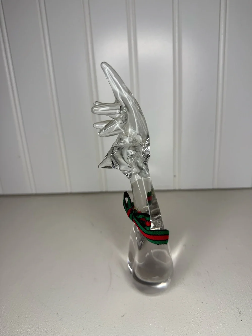 Vintage Lot 3, Enesco Clear Blown Art Glass Reindeer Deer Figurines, Holiday